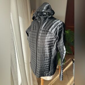 Eddie Bauer Women’s Black Quilted Hooded Down Jacket Size L Full Zip